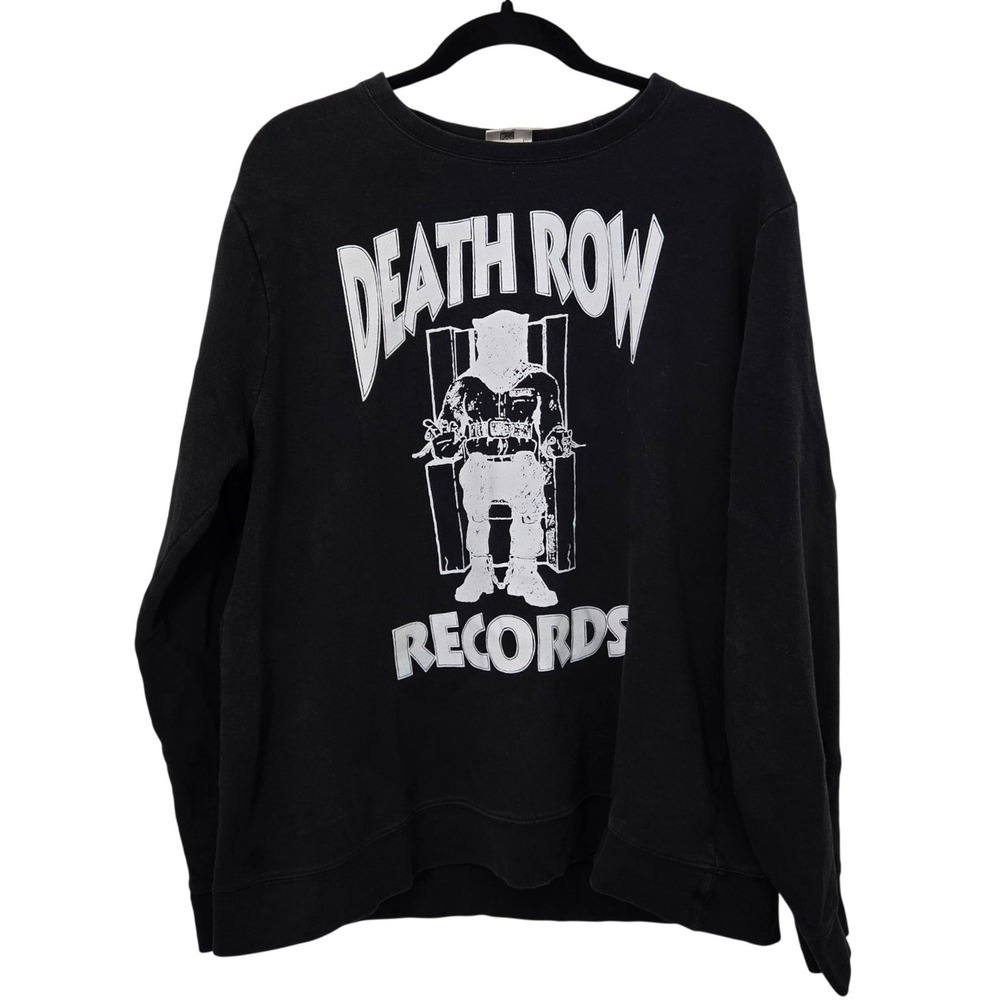 Death Row Records Crewneck Sweatshirt Mens XL Black Rap Hip Hop Graphic Pullover
